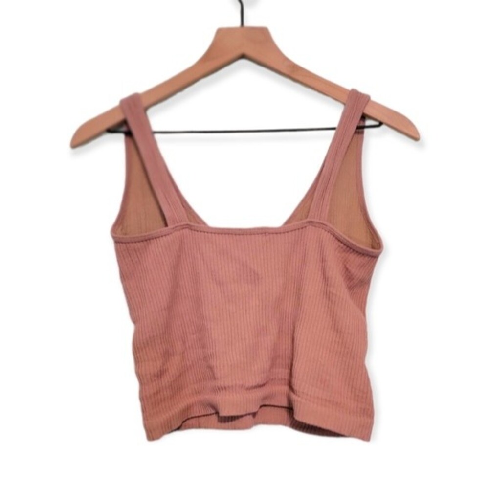 Intimately Free People Pink Ribbed Cropped Tank Size M/L - Picture 2 of 4